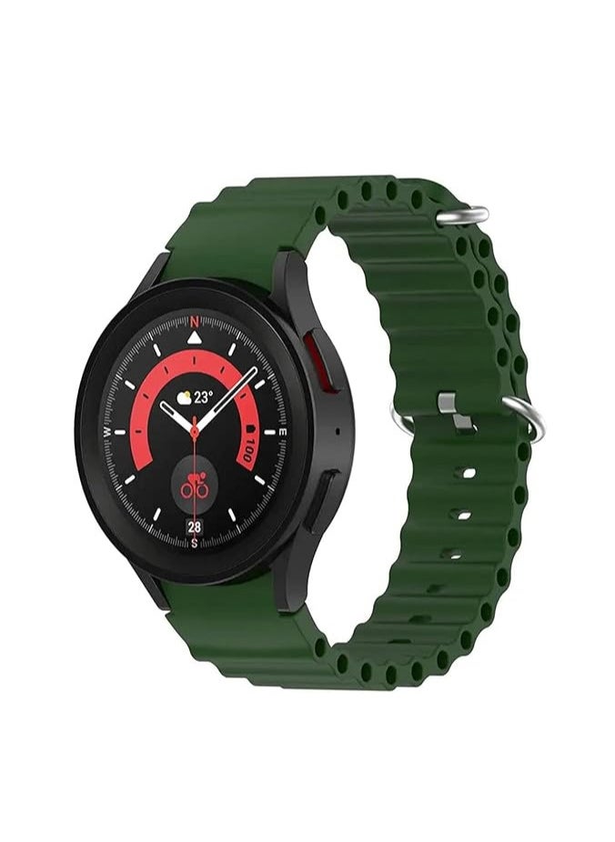 Generic - 20mm Ocean Band for Samsung Galaxy Watch 5/4 Galaxy Watch 5 Pro Band /Galaxy 4 Classic /Galaxy Watch 3/Active 2,Silicone Sport Strap Women Wristband Men (Green) - Image 1