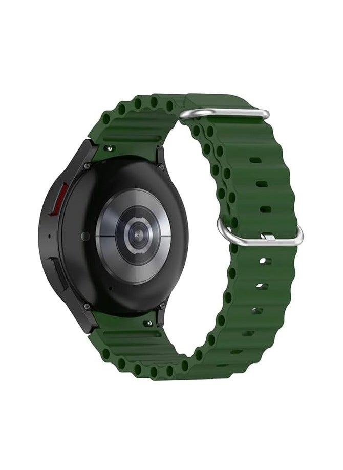 Generic - 20mm Ocean Band for Samsung Galaxy Watch 5/4 Galaxy Watch 5 Pro Band /Galaxy 4 Classic /Galaxy Watch 3/Active 2,Silicone Sport Strap Women Wristband Men (Green) - Image 1