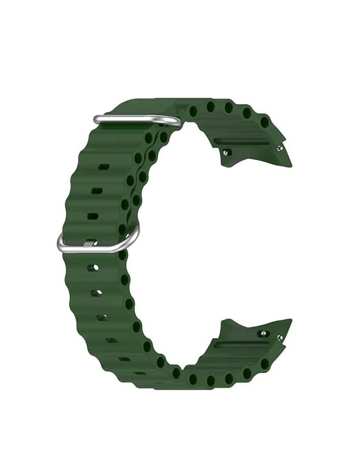 Generic - 20mm Ocean Band for Samsung Galaxy Watch 5/4 Galaxy Watch 5 Pro Band /Galaxy 4 Classic /Galaxy Watch 3/Active 2,Silicone Sport Strap Women Wristband Men (Green) - Image 1