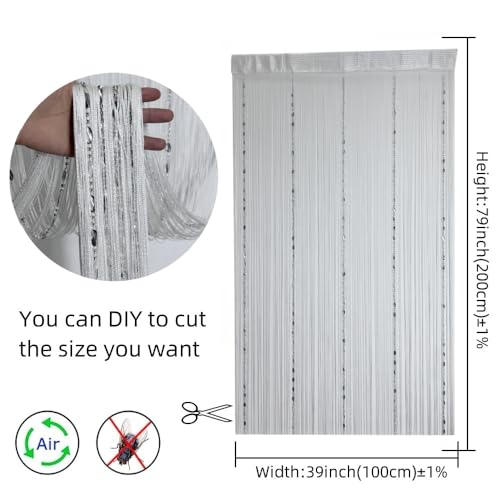 ave split 100cmX200cm Decorative Door String Curtain Beads Wall Panel Fringe Window Room Divider Blind for Wedding Coffee House Restaurant Parts Door Divider Beads Tassel Screen Decoration (white25) - Image 2