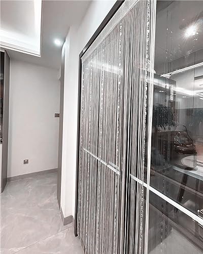 ave split 100cmX200cm Decorative Door String Curtain Beads Wall Panel Fringe Window Room Divider Blind for Wedding Coffee House Restaurant Parts Door Divider Beads Tassel Screen Decoration (white25) - Image 4