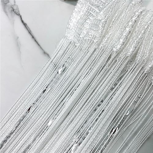 ave split 100cmX200cm Decorative Door String Curtain Beads Wall Panel Fringe Window Room Divider Blind for Wedding Coffee House Restaurant Parts Door Divider Beads Tassel Screen Decoration (white25) - Image 5