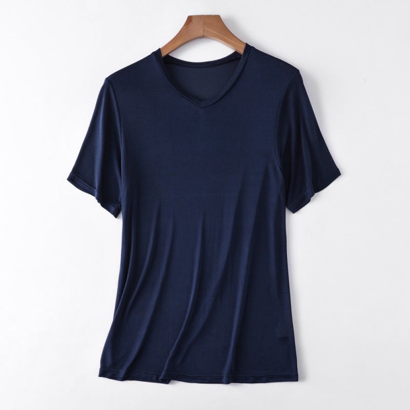 Yuyue Silk Short-Sleeved T-Shirt Men'S Summer Thin Loose Breathable Mulberry Silk Crewneck T-Shirt - Image 1