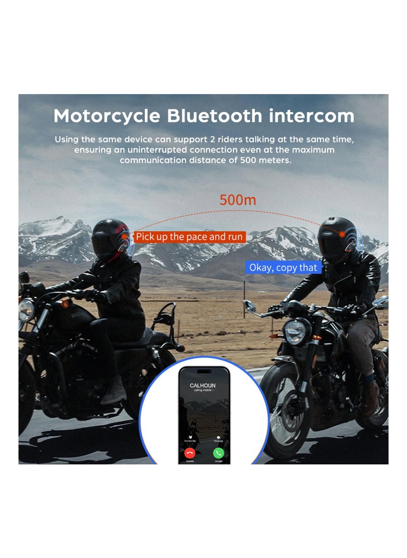 SYOSI - Motorcycle Bluetooth Headset, Outdoor Wireless Bluetooth Helmet Intercom Headset, 500M Helmet Communication Systems, IP67 Waterproof Automatic Answer CVC Noise Cancellation Hard Mic(1 Pack) - Image 1