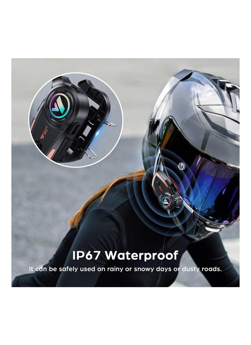 SYOSI - Motorcycle Bluetooth Headset, Outdoor Wireless Bluetooth Helmet Intercom Headset, 500M Helmet Communication Systems, IP67 Waterproof Automatic Answer CVC Noise Cancellation Hard Mic(1 Pack) - Image 1
