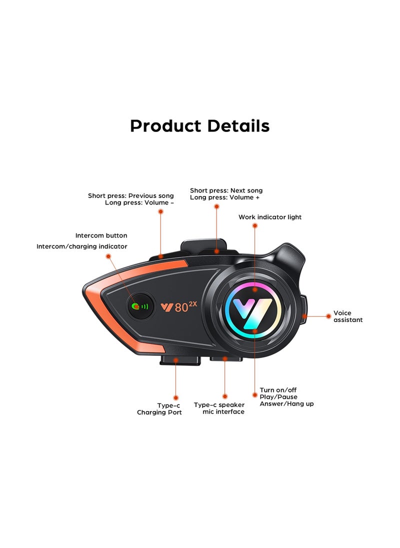 SYOSI - Motorcycle Bluetooth Headset, Outdoor Wireless Bluetooth Helmet Intercom Headset, 500M Helmet Communication Systems, IP67 Waterproof Automatic Answer CVC Noise Cancellation Hard Mic(1 Pack) - Image 1