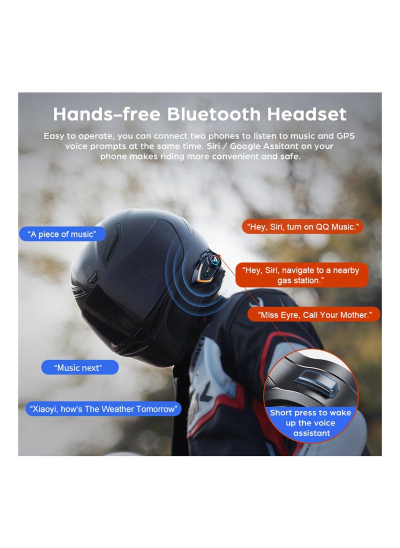 SYOSI - Motorcycle Bluetooth Headset, Outdoor Wireless Bluetooth Helmet Intercom Headset, 500M Helmet Communication Systems, IP67 Waterproof Automatic Answer CVC Noise Cancellation Hard Mic(1 Pack) - Image 1