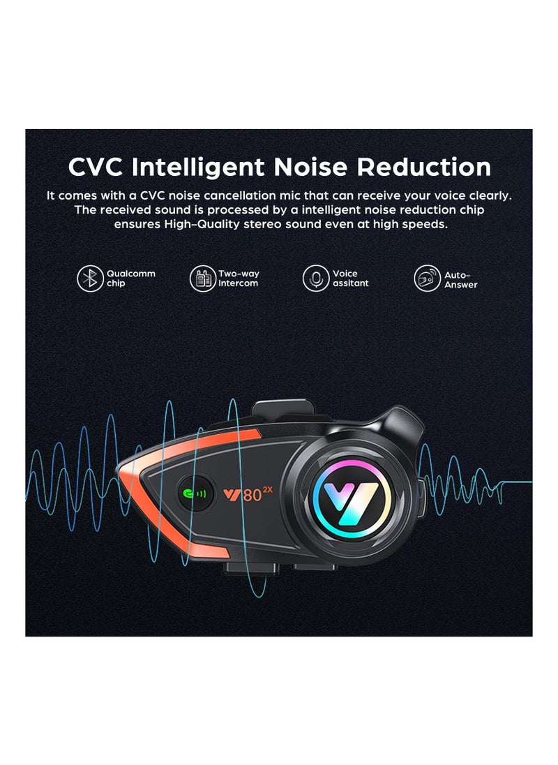 SYOSI - Motorcycle Bluetooth Headset, Outdoor Wireless Bluetooth Helmet Intercom Headset, 500M Helmet Communication Systems, IP67 Waterproof Automatic Answer CVC Noise Cancellation Hard Mic(1 Pack) - Image 1