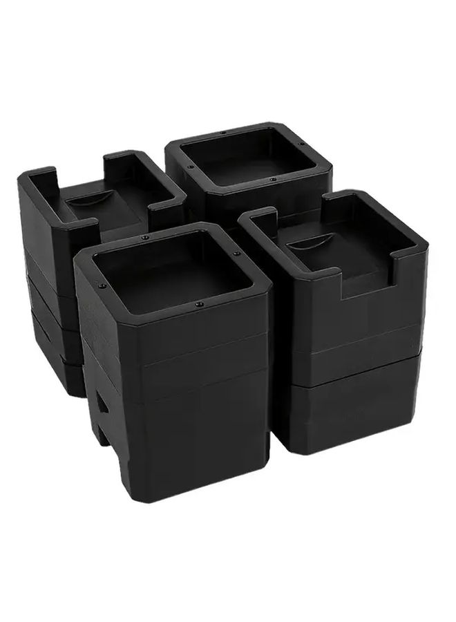 4 Pack Black Adjustable Bed Risers 3 Inches Lift Set with Wheels for Furniture - Image 5