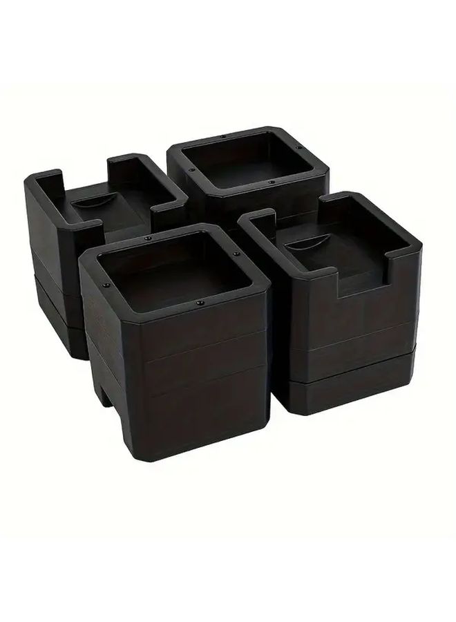 4 Pack Black Adjustable Bed Risers 3 Inches Lift Set with Wheels for Furniture - Image 3