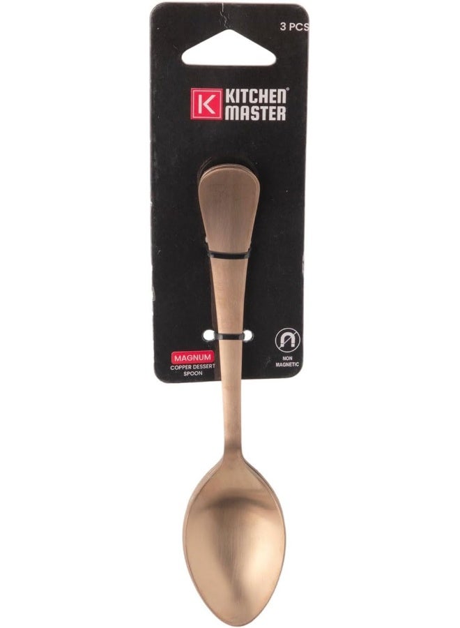 Kitchen master Kitchen master COPPER DESSERT SPOON, 3PC PACK, MAGNUM GOLD KM0110  - Image 1