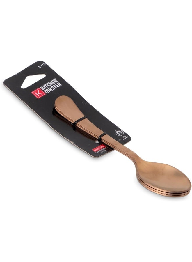Kitchen master Kitchen master COPPER DESSERT SPOON, 3PC PACK, MAGNUM GOLD KM0110  - Image 3