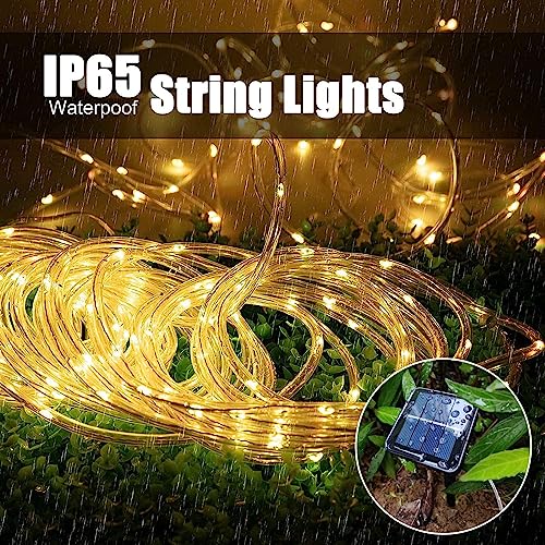 Litverse Solar Rope Lights | 12Meter |100 Led | 8 Modes Fairy Lights | Outdoor Decoration | Waterproof Festive Lighting | Garden, Yard, Balcony, Party,Festival Restaurant,Diwali Décor - Wamwhite - Image 3