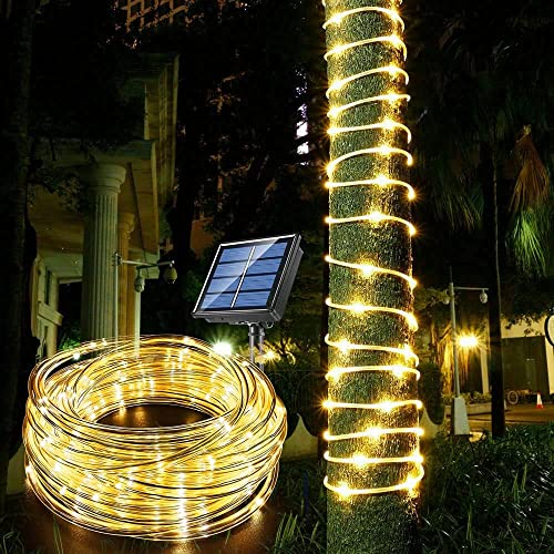 Litverse Solar Rope Lights | 12Meter |100 Led | 8 Modes Fairy Lights | Outdoor Decoration | Waterproof Festive Lighting | Garden, Yard, Balcony, Party,Festival Restaurant,Diwali Décor - Wamwhite - Image 1