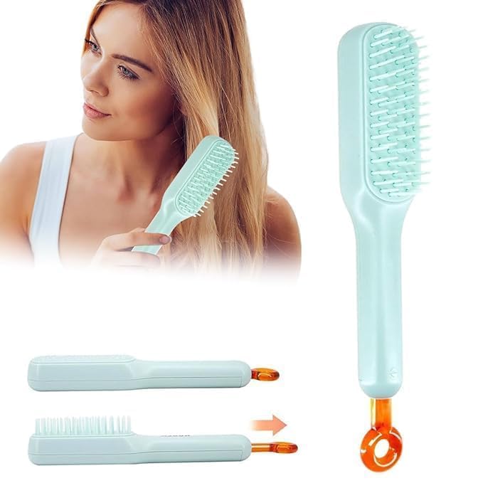 ViNishq Cleaning Hair Brush One Pull Clean Massage Comb with AntiStatic Bristles Effortless Detangling for Long Short Wavy and Straight Hair Gentle Scalp Care for Women Set of 2 - Image 3