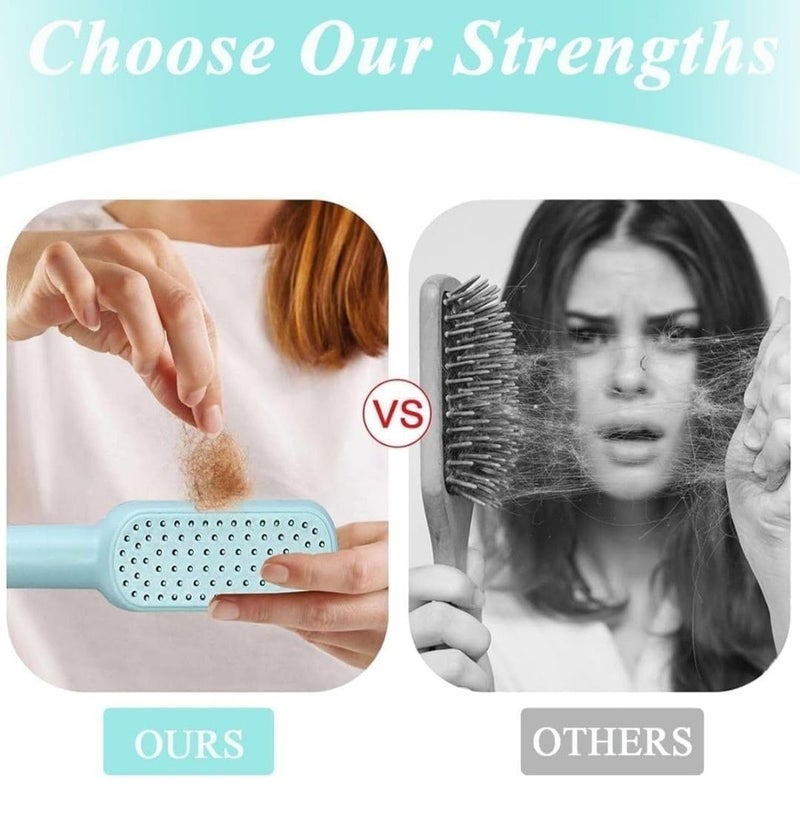 ViNishq Cleaning Hair Brush One Pull Clean Massage Comb with AntiStatic Bristles Effortless Detangling for Long Short Wavy and Straight Hair Gentle Scalp Care for Women Set of 2 - Image 5