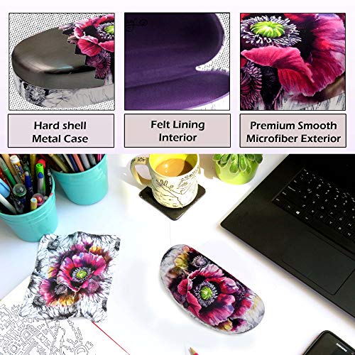 MyEyeglassCase Women's Sunglasses Case & Soft Glasses Pouch in Microfiber floral print - Medium to Large Eyeglass Case & Readers Pouch - Pouch & Cloth (AS113 Poppy) - Image 4