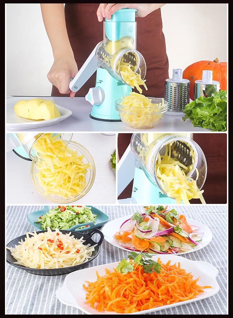 Three-in-One Multi-Function Manual Rotary Vegetable Chopper and Grater (Red) - Image 5