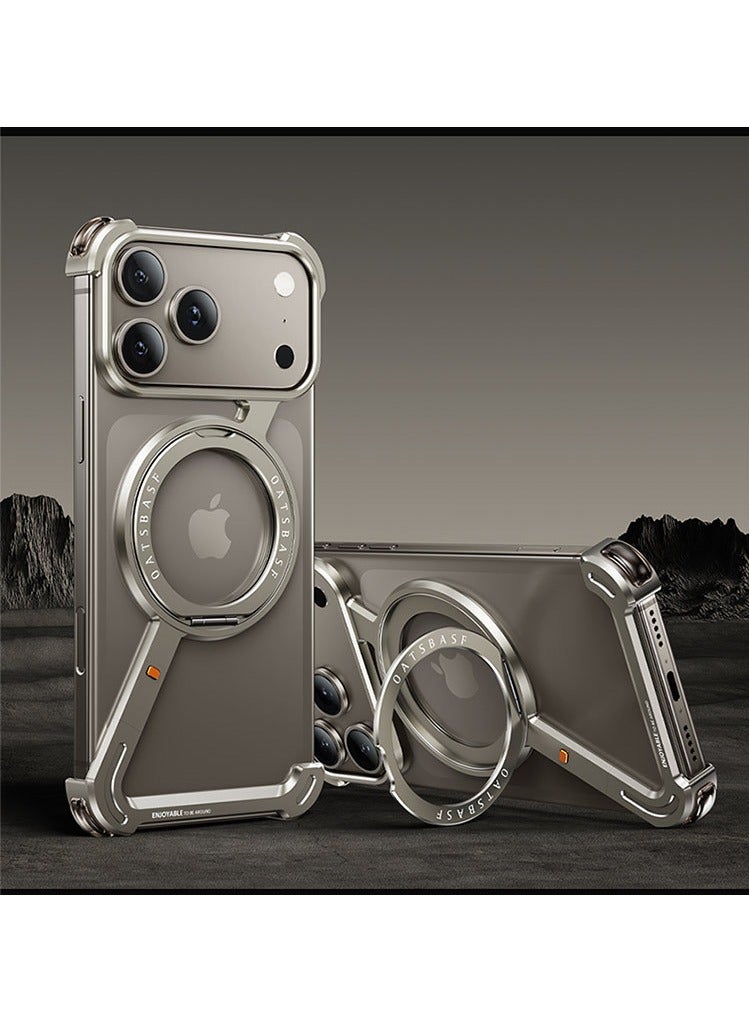 general Compatible with iPhone 17 17 Air 17 Pro 17 Pro Max magnetic phone cover for everyday use convenient rotating magnetic stand metal hollow design - Image 2