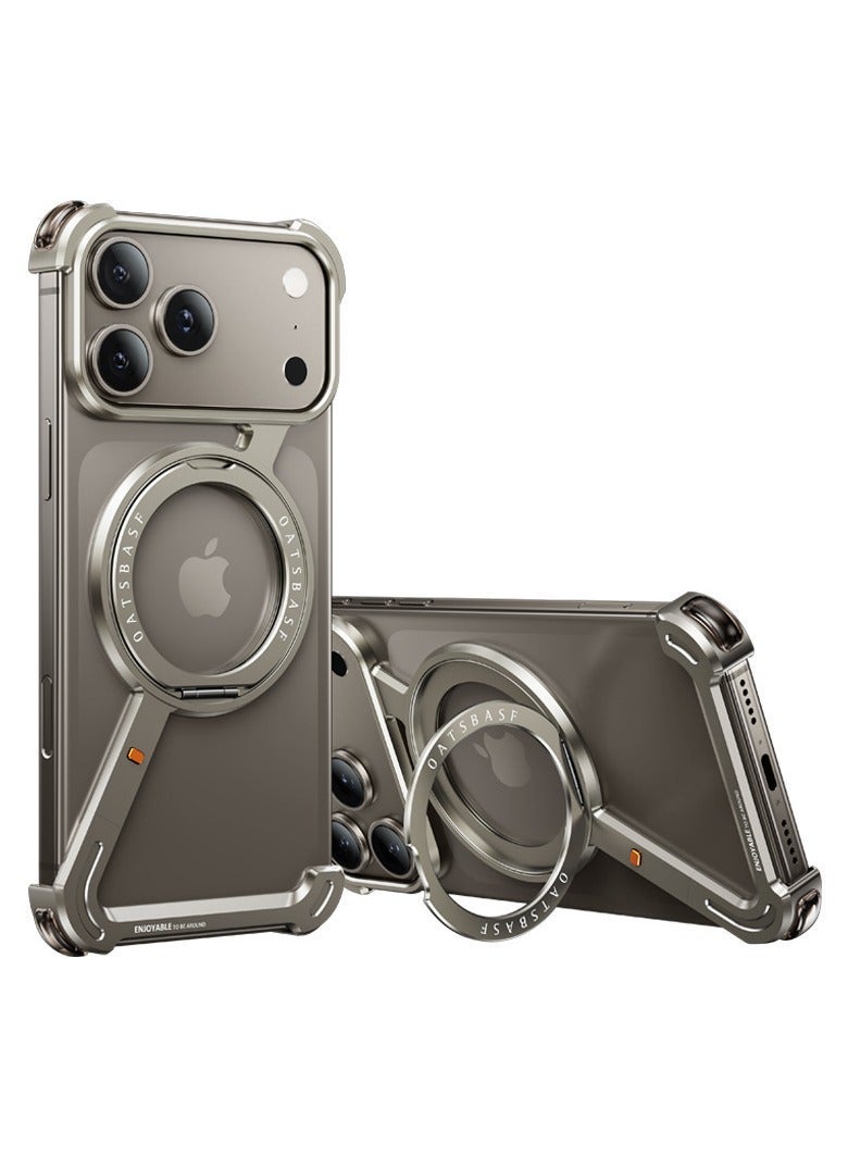 general Compatible with iPhone 17 17 Air 17 Pro 17 Pro Max magnetic phone cover for everyday use convenient rotating magnetic stand metal hollow design - Image 1