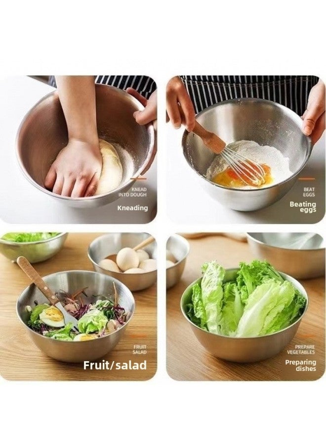 [Yu Ben Clearance] 316 Stainless Steel Cooking Basin Bowl For Eggs And Noodles Salad Cold Fruit Baking Household Bowl-Specifications:[today's Special Offer] Small + Medium + Large + Extra Large-Color:[jiben Clearance] Stainless Steel Salad Basin Treatment - Image 4