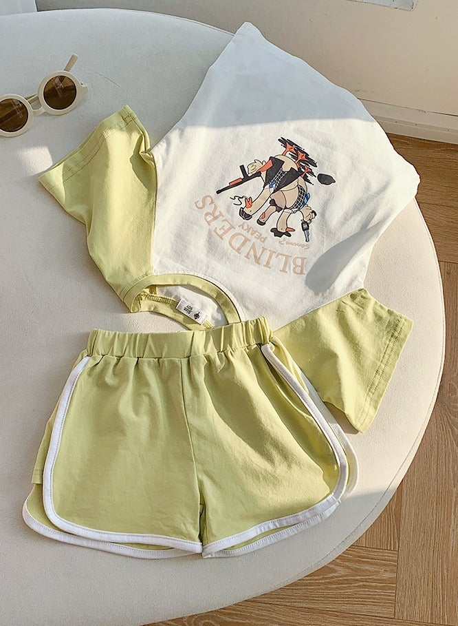 Loquat Kids Printed Short Sleeve T-Shirt And Shorts Summer Casual Set