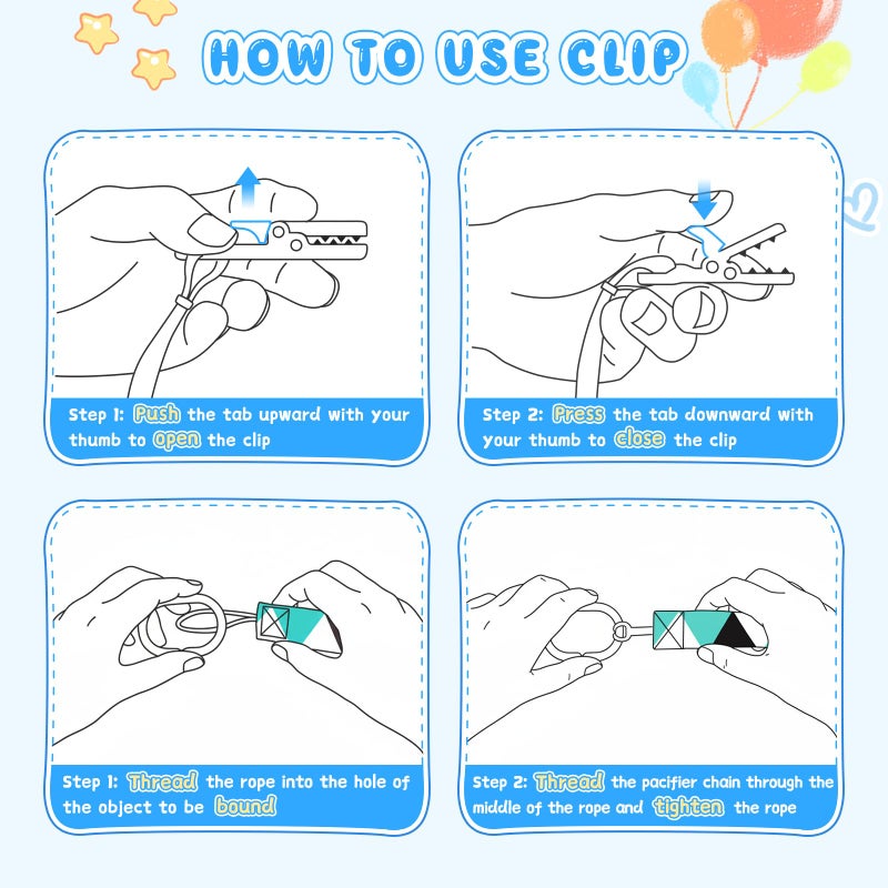 Smlpuame Baby Pacifier Clip for Boys,12 Pack Stylish Binky Clips Strap,Paci Holder with Clips Universal Lightweight Fits Most Pacifiers Teeher Toy Teething Ring Soothie,Baby Gifts - Image 5