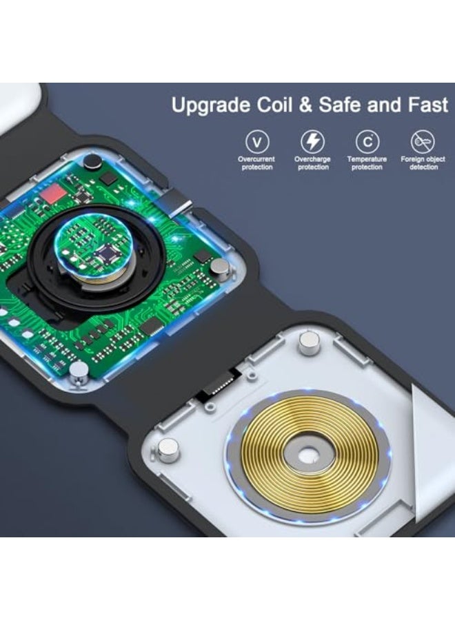 NIBEMINENT Wireless Charger 3 in 1,Magnetic Travel Wireless Charging Station Multiple Devices,GaN 3 in 1 Charging Station,Compatible for iPhone16/15/14/13/Pro/Max,iWatch,AirPods4/3/2/Pro(Adapter Includes) - Image 5