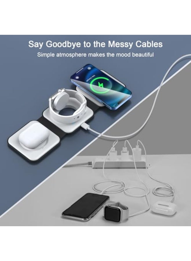 NIBEMINENT Wireless Charger 3 in 1,Magnetic Travel Wireless Charging Station Multiple Devices,GaN 3 in 1 Charging Station,Compatible for iPhone16/15/14/13/Pro/Max,iWatch,AirPods4/3/2/Pro(Adapter Includes) - Image 4