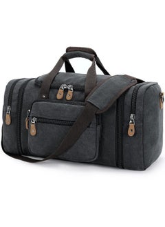 Gonex Gonex Canvas Duffle Bag for Travel 60L Expandable Duffel Weekend Overnight Bag men (Dark Gray)  - Image 1