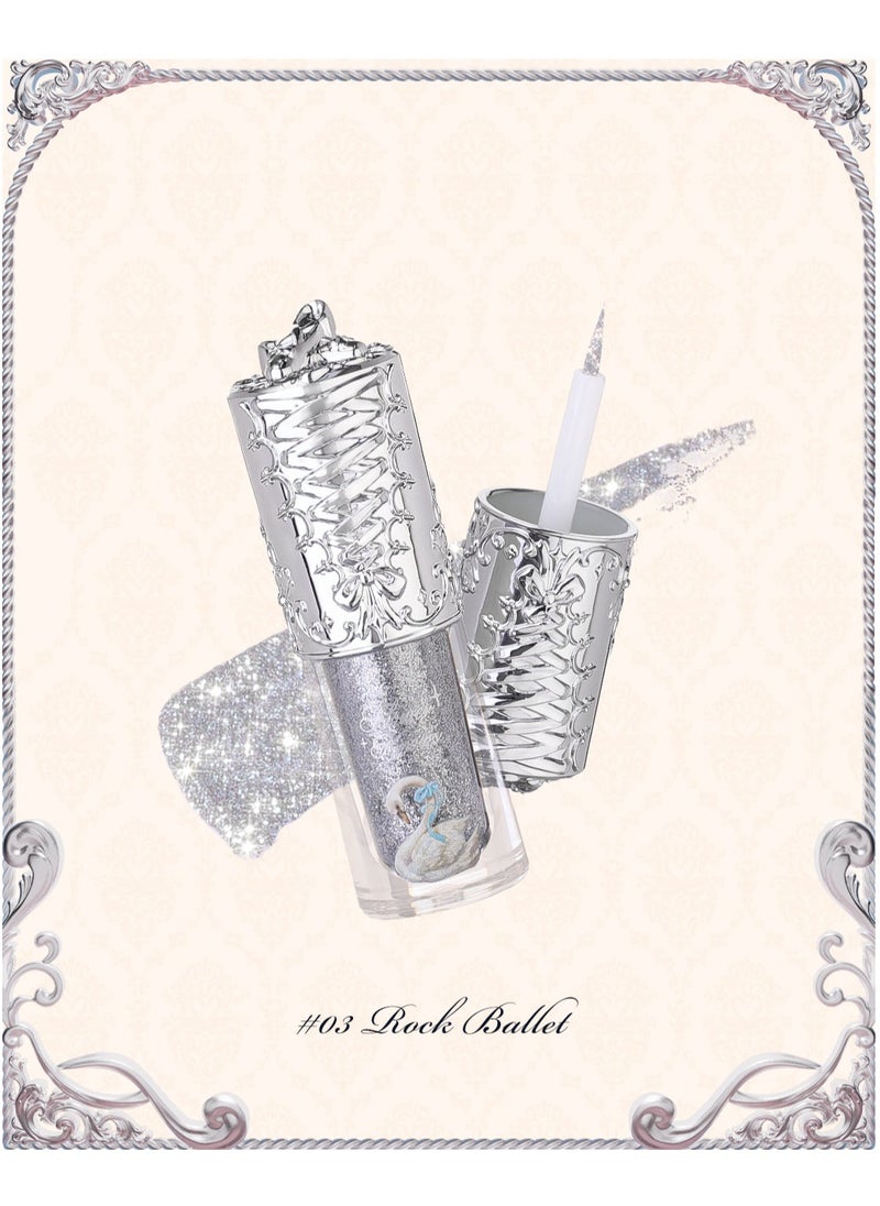 Flower Knows Swan Ballet Liquid Eyeshadow Pearl Fine Glitter Long-Lasting Quick Dry Shimmer Dust Skins Eyeshadow 4g (03 Rock Ballet)  - Image 2