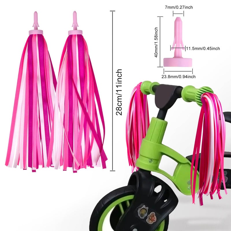 Mlurcu Bike Streamers for Girls 1 Pair, Bike Decorations Girls Bike Tassels, Kids Bike Accessories Scooter Bicycle Tricycle Handlebar Streamers Handle Bar Grips Accessories for Girls Boys (Pink) - Image 2