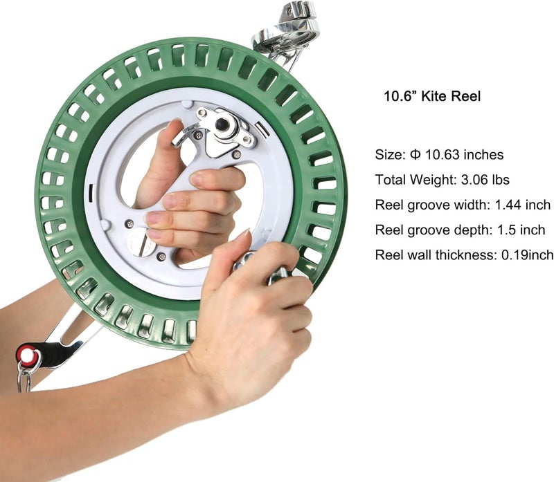 C COMCROSFLY Professional 10.6 inch Kite Reel, Hand- Hold Steady Metal Roller with Belt for Big Kites - Image 5