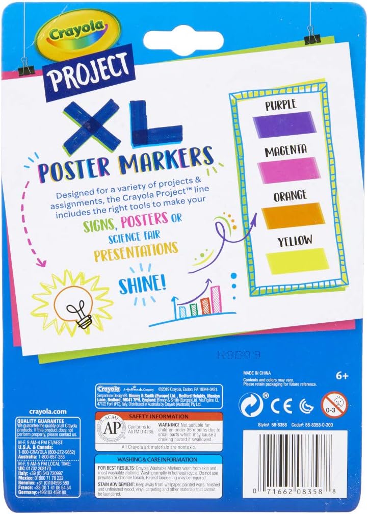 كرايولا علامات ملصقات كبيرة جدًا بألوان زاهية، 4 قطع، متعددة الألوان - Image 5