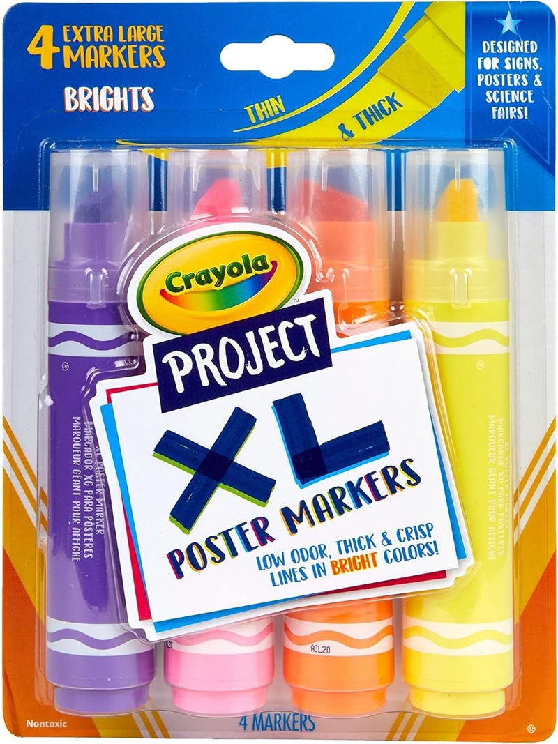 كرايولا علامات ملصقات كبيرة جدًا بألوان زاهية، 4 قطع، متعددة الألوان - Image 1