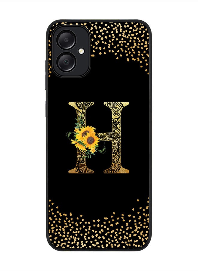 Stylizedd Rugged Black edge case for Samsung Galaxy A05 Case Cover- Custom Monogram Initial Letter Mandala Floral Pattern Alphabet- H (Black) - Image 1