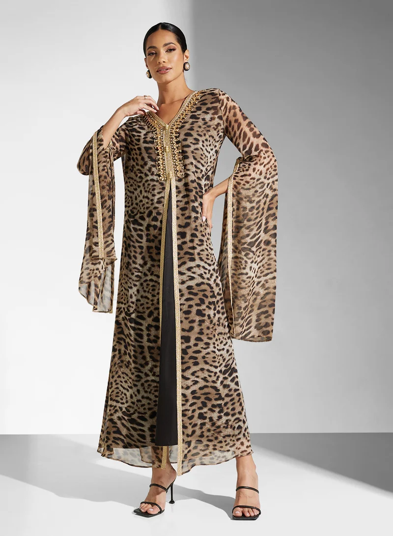 Akadia Fashion LACED NECK TIGER KAFTAN