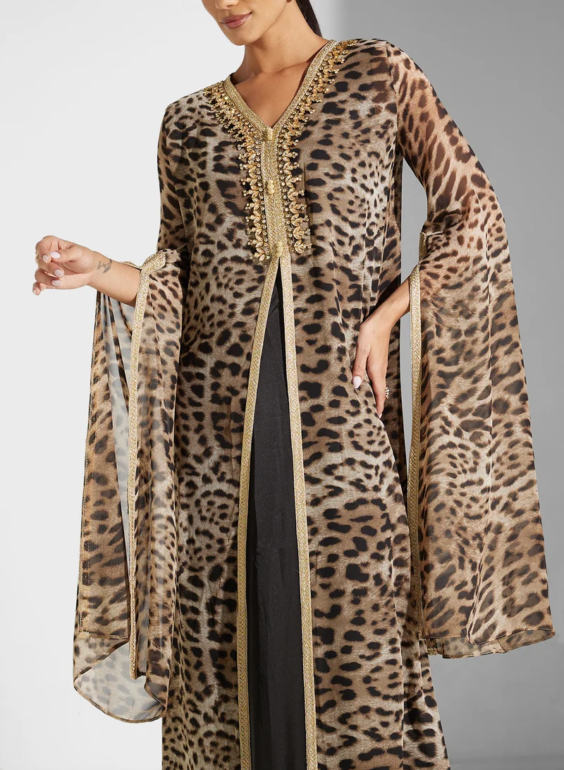 Akadia Fashion LACED NECK TIGER KAFTAN