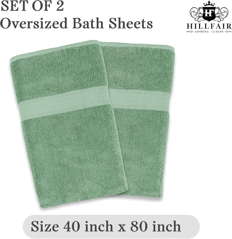 HILLFAIR 600 GSM- 40 x 80 Inches- 100% Cotton 2 Pc XXL Oversized Bath Towel Set- Soft Highly Absorbent Jumbo Bath Sheets Towels Sets- Quick Dry Oversized Sheets Towel Sets for Hotel Spa Pool- Sage - Image 5