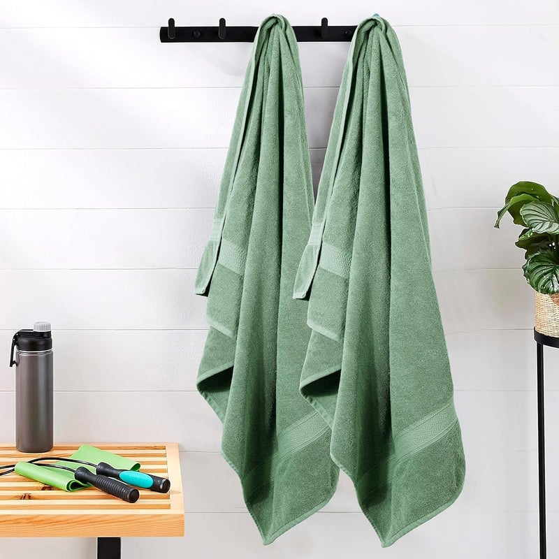HILLFAIR 600 GSM- 40 x 80 Inches- 100% Cotton 2 Pc XXL Oversized Bath Towel Set- Soft Highly Absorbent Jumbo Bath Sheets Towels Sets- Quick Dry Oversized Sheets Towel Sets for Hotel Spa Pool- Sage - Image 4