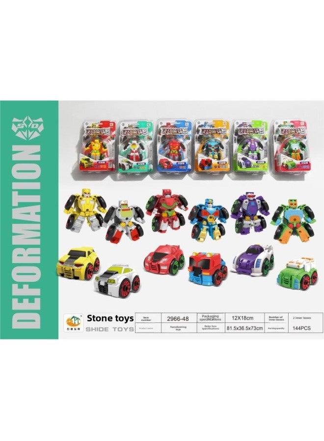 Alloy Robot Flap Pocket Pants Mini Deformation Boy Cartoon Car Model Kidsren's Toys Set Bulk Wholesale-Color:2966-48 Naked 180 Pieces 0.06 Stand  - Image 5