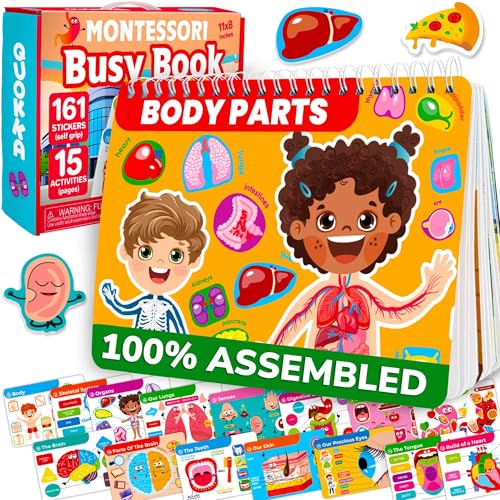 QUOKKA Human Body Busy Books for Kids Ages 48 Fun Human Anatomy Activities for Kids Learning at Home or Classrooms My Preschool Montessory Busy Book for Toddlers 35 I Comes Fully Assembled - Image 1
