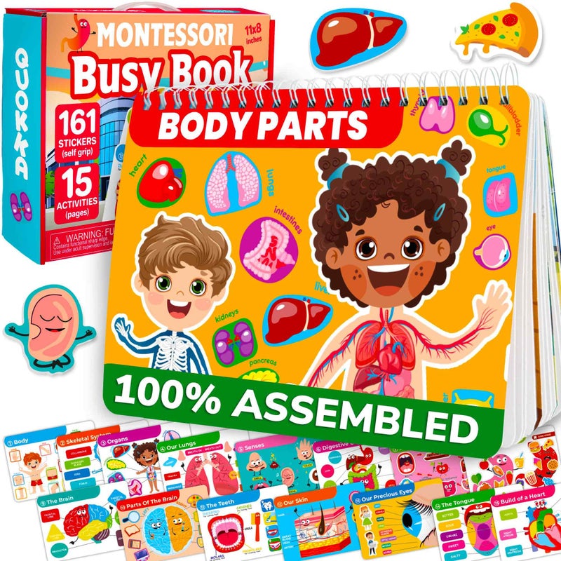 QUOKKA Human Body Busy Books for Kids Ages 48 Fun Human Anatomy Activities for Kids Learning at Home or Classrooms My Preschool Montessory Busy Book for Toddlers 35 I Comes Fully Assembled - Image 3
