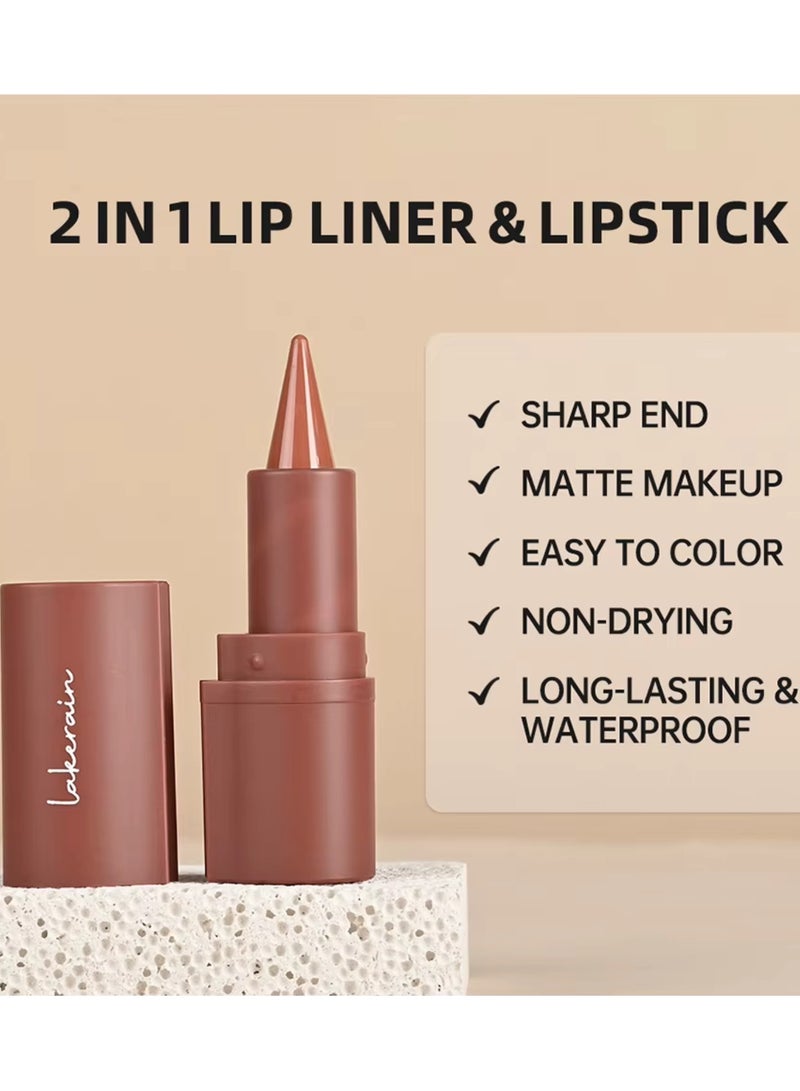 lakerain Liner Lipstick Pencil Matte Waterproof Long Lasting Lipstick Lips Contour Makeup Lip Liner Lipsticks, One Stroke Define Lip Liner Non Drying Easy Color Lip Liner Lipstick Coffee 3g 06 - Image 3