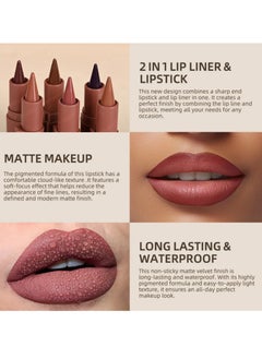 lakerain Liner Lipstick Pencil Matte Waterproof Long Lasting Lipstick Lips Contour Makeup Lip Liner Lipsticks, One Stroke Define Lip Liner Non Drying Easy Color Lip Liner Lipstick Coffee 3g 06  - Image 4