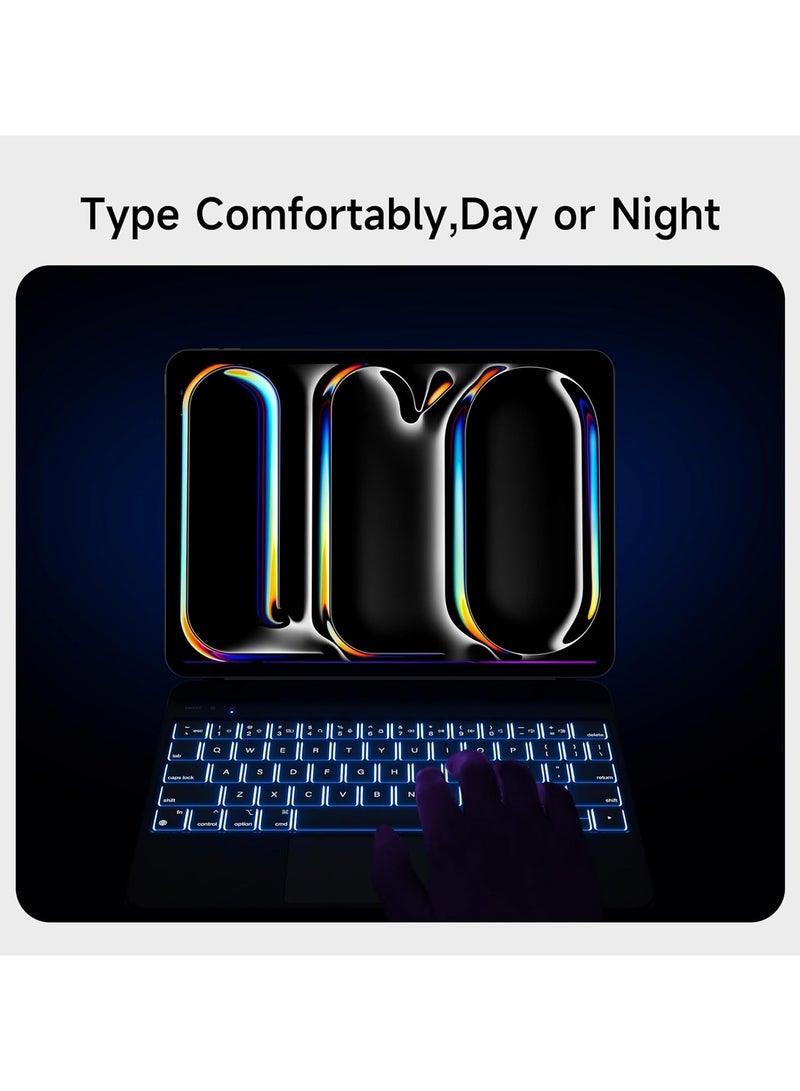 بروتيكت لوحة مفاتيح مغناطيسية من PROTECT لجهاز iPad Pro 11 إنش (2024) | بلوتوث، لوحة لمس، إضاءة خلفية، أسود – الموديل: HL118-128S - Image 3