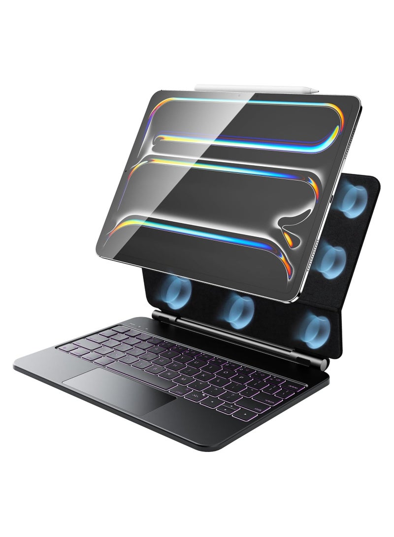 بروتيكت لوحة مفاتيح مغناطيسية من PROTECT لجهاز iPad Pro 11 إنش (2024) | بلوتوث، لوحة لمس، إضاءة خلفية، أسود – الموديل: HL118-128S - Image 1