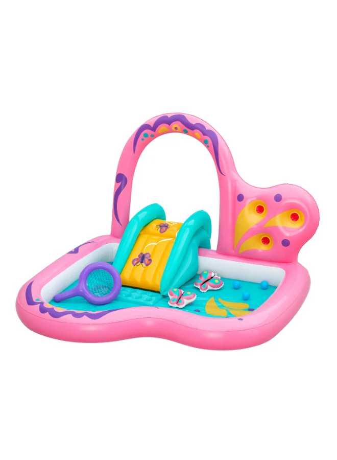 Bestway Bestway Butterfly Wonder Play Center for Kids, 71 in x 71 in x 46 in (1.80 m x 1.80 m x 1.17 m) Inflatable Water Play Pool with Slide, Butterfly Sprinkler, Ring Toss Game & Accessories, Ages 2+