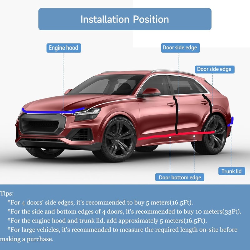 Winfort حراس حواف أبواب السيارات العالمية وينفورت 16.5 قدم - ختم مطاطي بدون لاصق للسيارات، SUVs، والشاحنات - Image 5