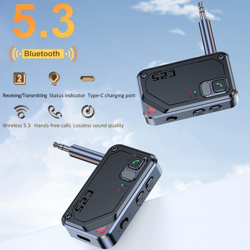 Bluetooth 5.3 wireless audio transceiver adapter  black - Image 3